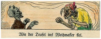 Wie der Teufel ins Weihwasser fiel - Zeichnung zum Märchen von Richard Leander
