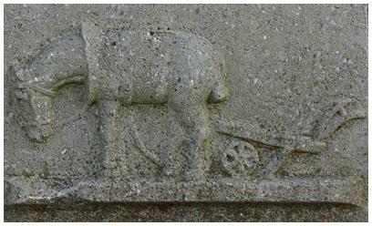 Gedenkstein der Mühsal des Lebens  - Inschrift: Ruhe sanft - Friedhof Lippoldsberg