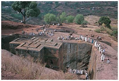 Lalibela - in den Fels gehauene Kirche bei Gondar