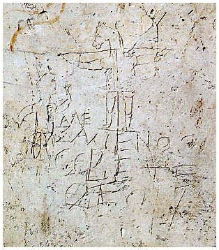 Römisches Graffiti ca. a.D. 200 - Alexamenos betet seinen Gott an