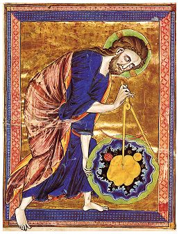 Christus als Weltschöpfer - mit einem Zirkel misst er den Erdkreis aus