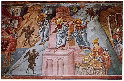 Theophanes - Die Versuchung Jesu - Wandmalerei Kloster Agios Nicolaos Anapavsas